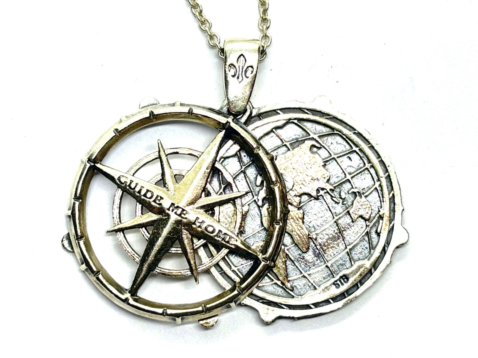 Sterling Silver “The Traveller of 200 Collection” Compass Pendant Necklace 18.9g