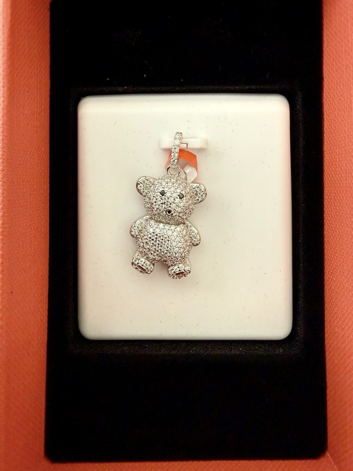 1.50Ctw Moissanite Teddy Bear Charm Pendant 925 Sterling Silver