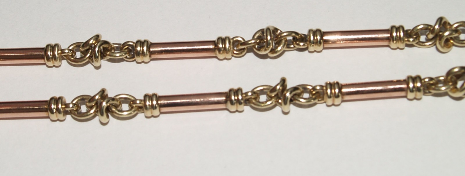 Heavy 45 gram 9ct Yellow And Rose Gold Bar Link Necklace 51cm