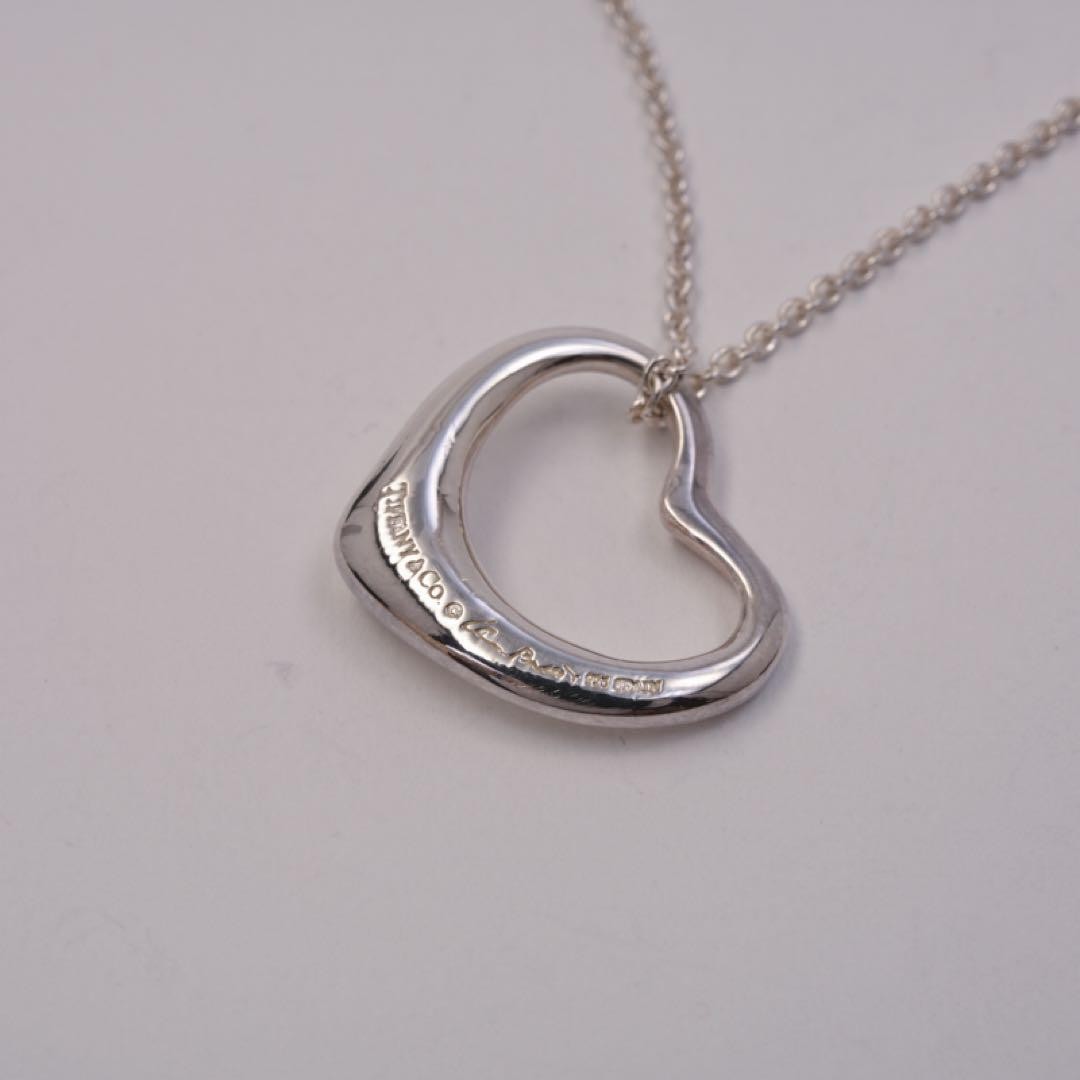 Tiffany & Co. Open Heart Necklace Silver 925 Women Used B Open Heart Design