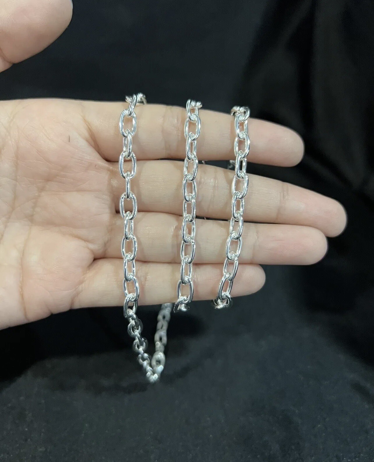 925 Sterling Silver Womens Mens Unique Cable Forzatina Oval Choker Chain 18″