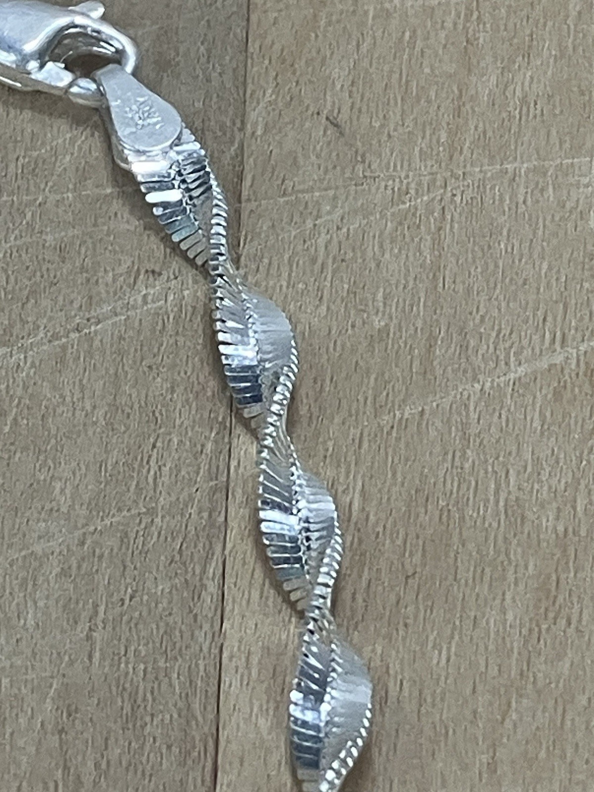 Italy 925 sterling silver chain necklace Diamond Cut Twist Rope Design Sparkle