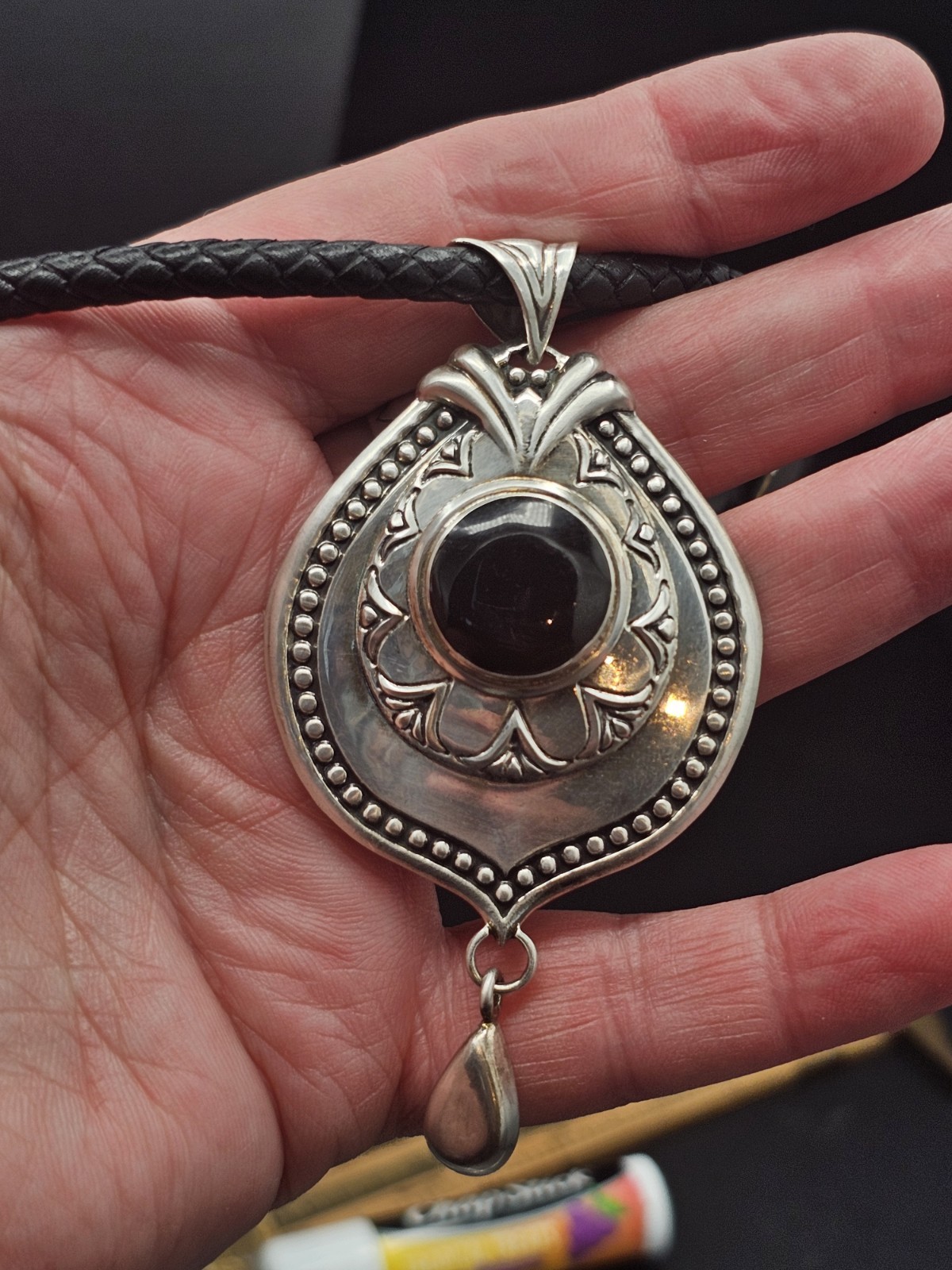 ATI Mexico 925 Sterling Silver Statement Gothic Shield Pendant Necklace