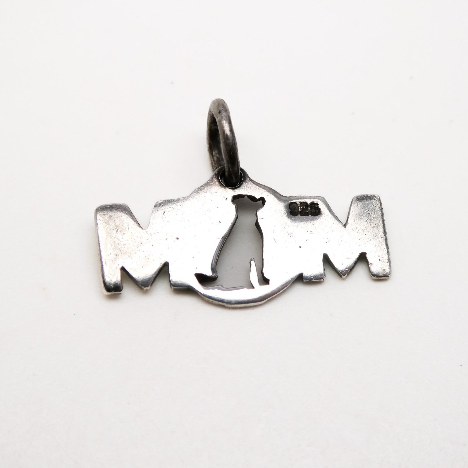 Sterling Silver 925 Pet Dog Mom Cut Out Charm Pendant