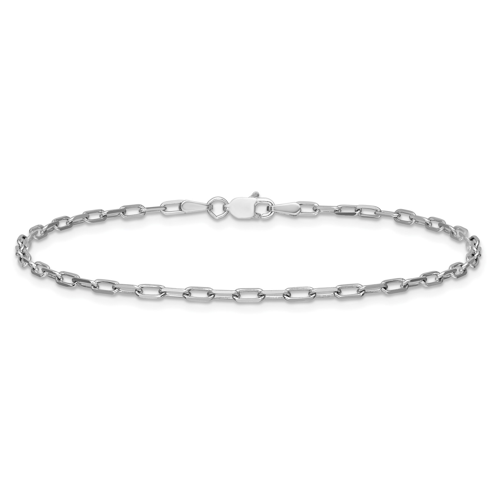 14K White Gold 2.1-3.5mm Paperclip Chain Necklace 7-30 Inch Mens Womens
