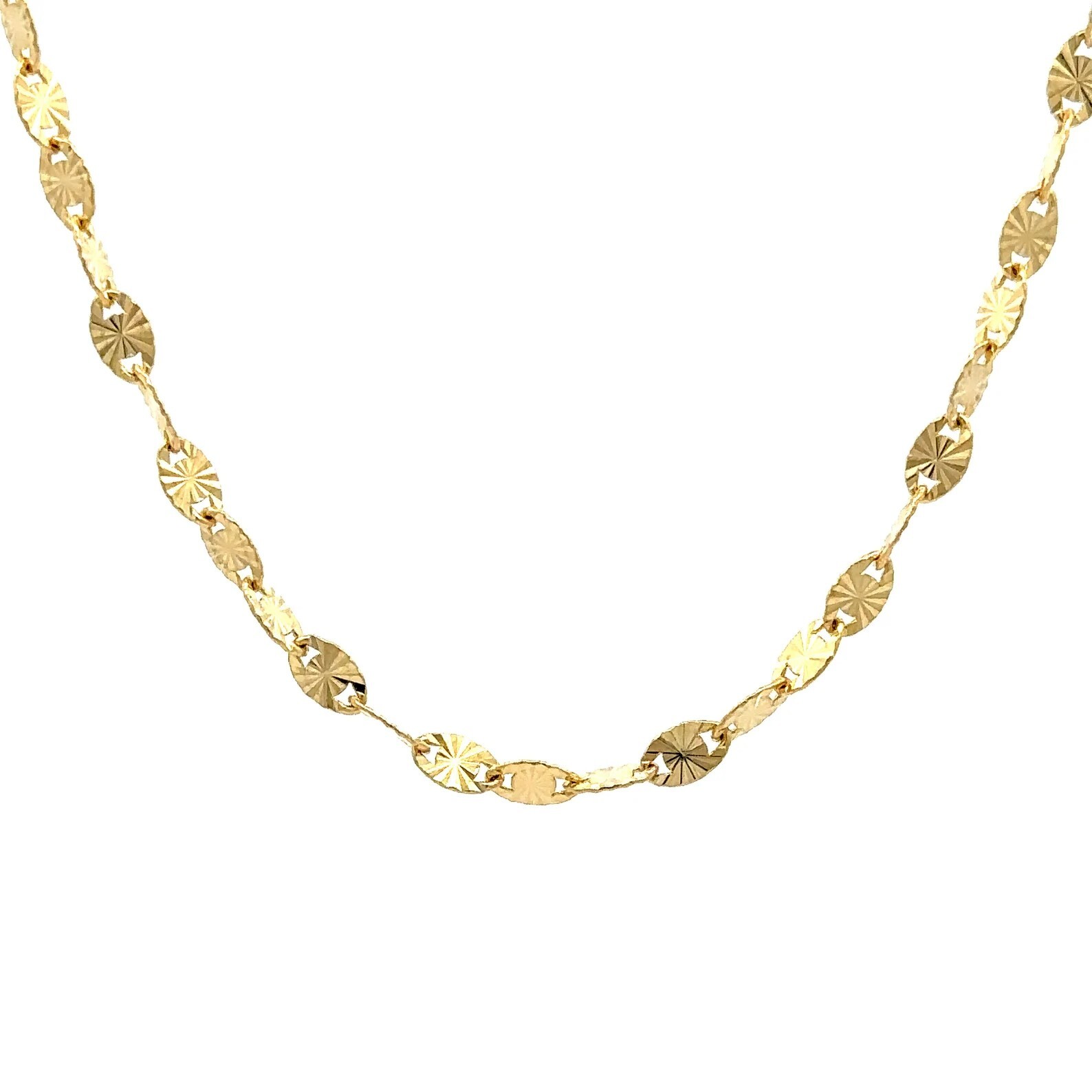 Solid 14K Gold Fancy Fine Chain Necklace 2.5mm 16″ – Italian Jewelry