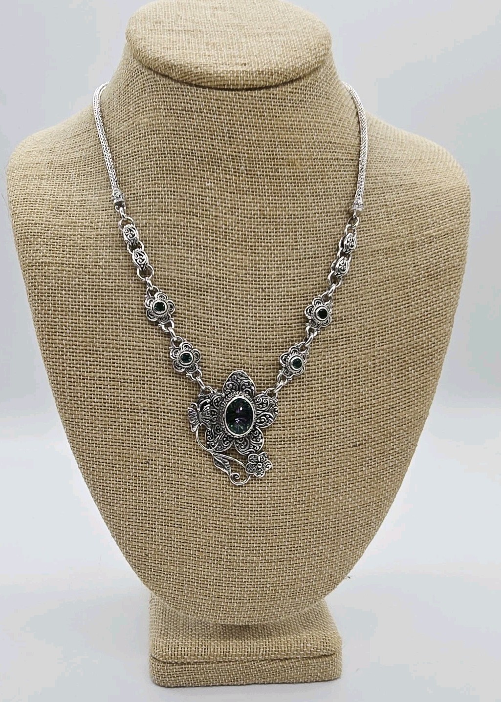 Sarda Wildflower Necklace Mystic Quartz Topaz Bali Sterling Silver 925 Flower