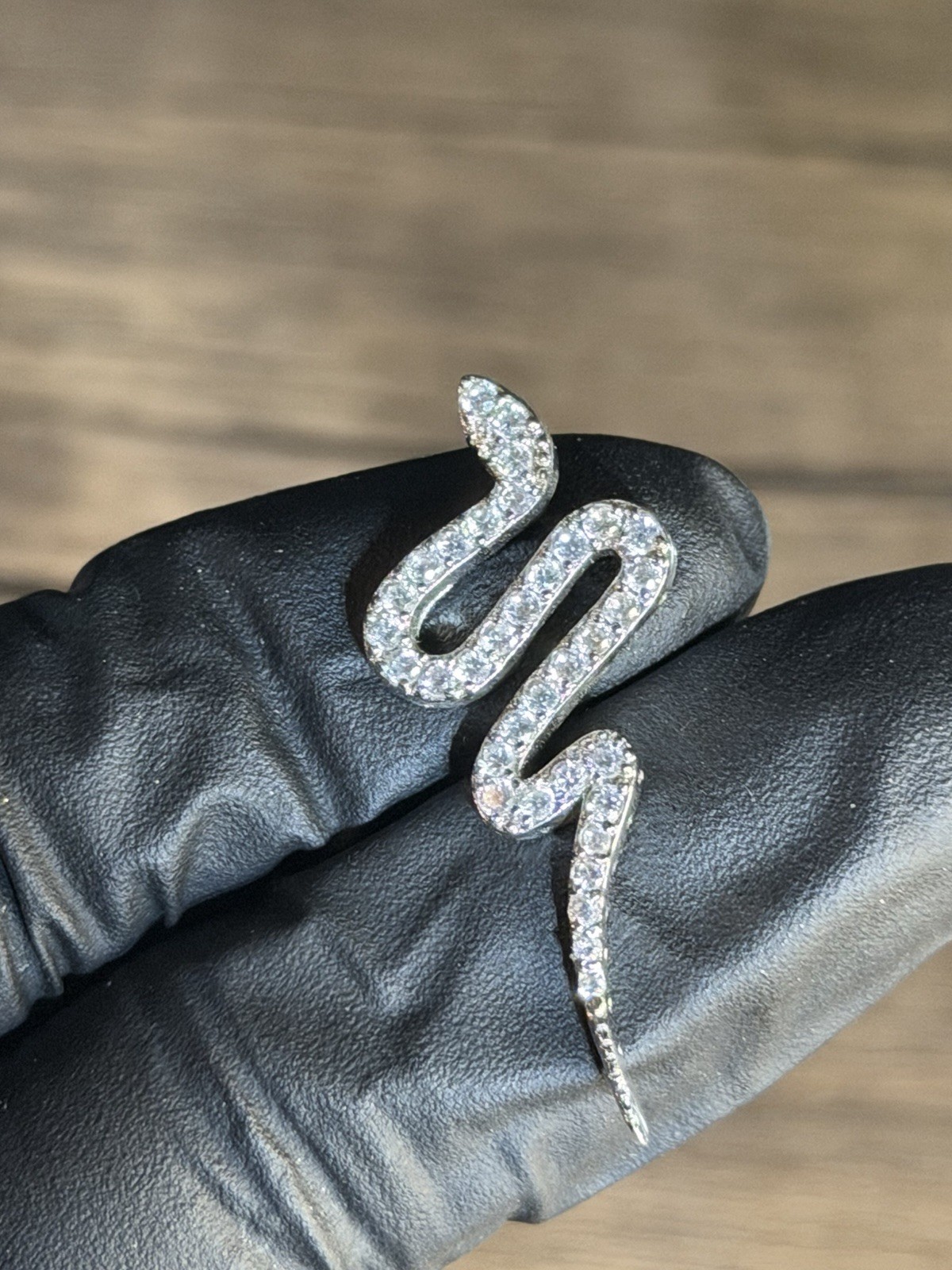 Sterling Silver Snake Pendant Pave CZ 3.2g Sparkling Serpent 925