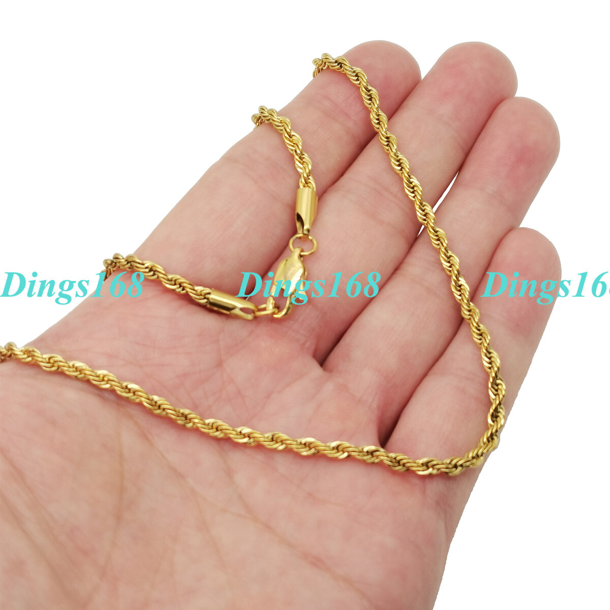 Men &Women’s Real 18K Yellow Gold Filled 20inch 3 mm Italian Rope Chain Necklace