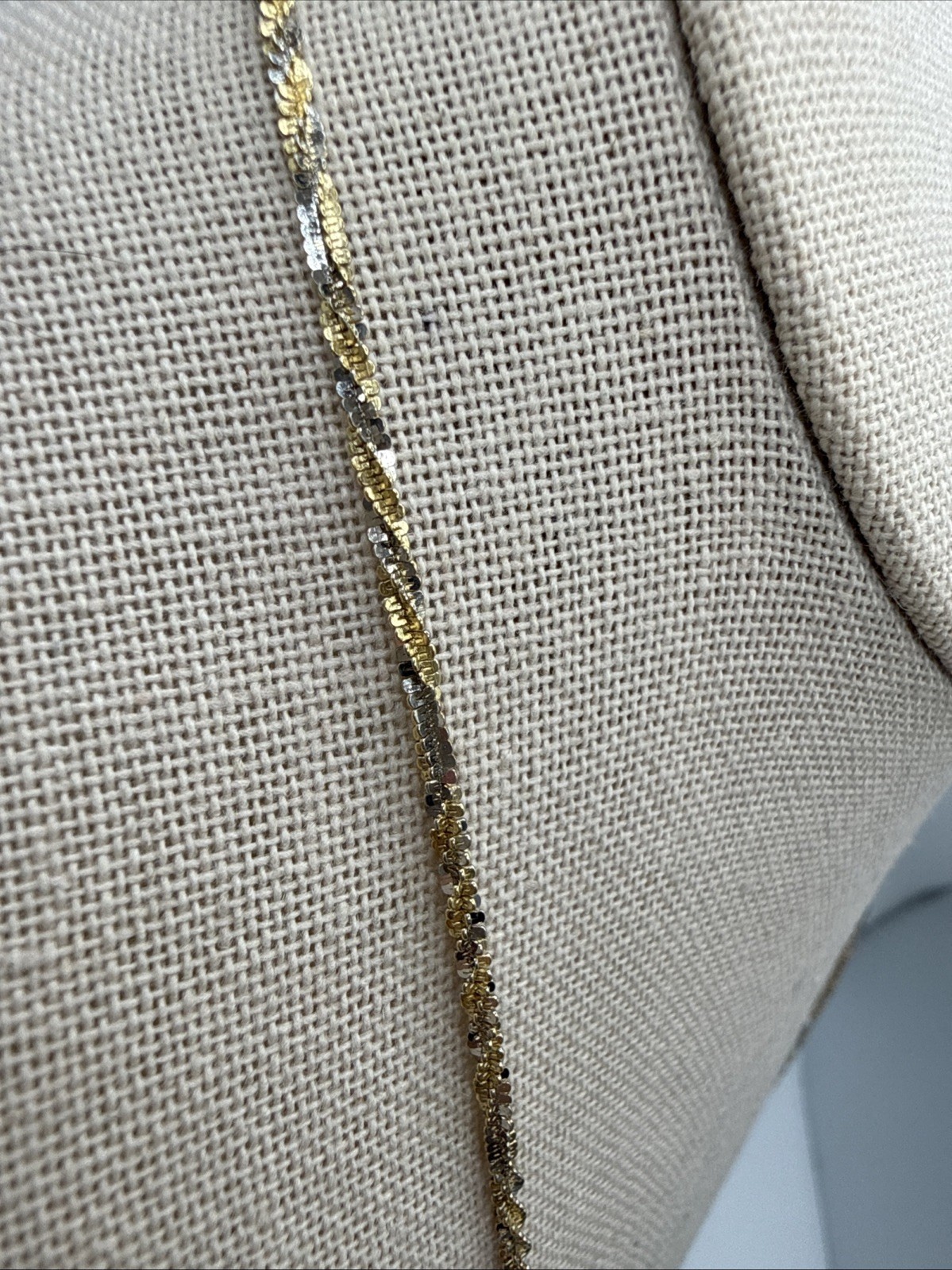 KA 1772 Italy Sterling Silver 2mm Two Tone Twisted Sparkle Chain Necklace 24”