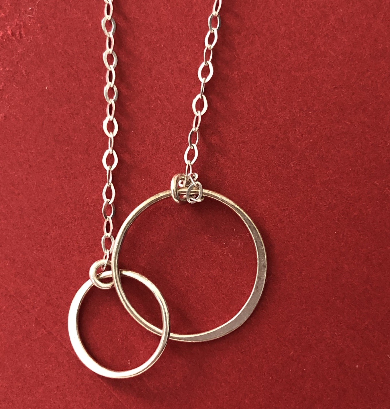Sterling Silver 925 Necklace Two Circles Interconnected Tag EFY 18”+ Lobster