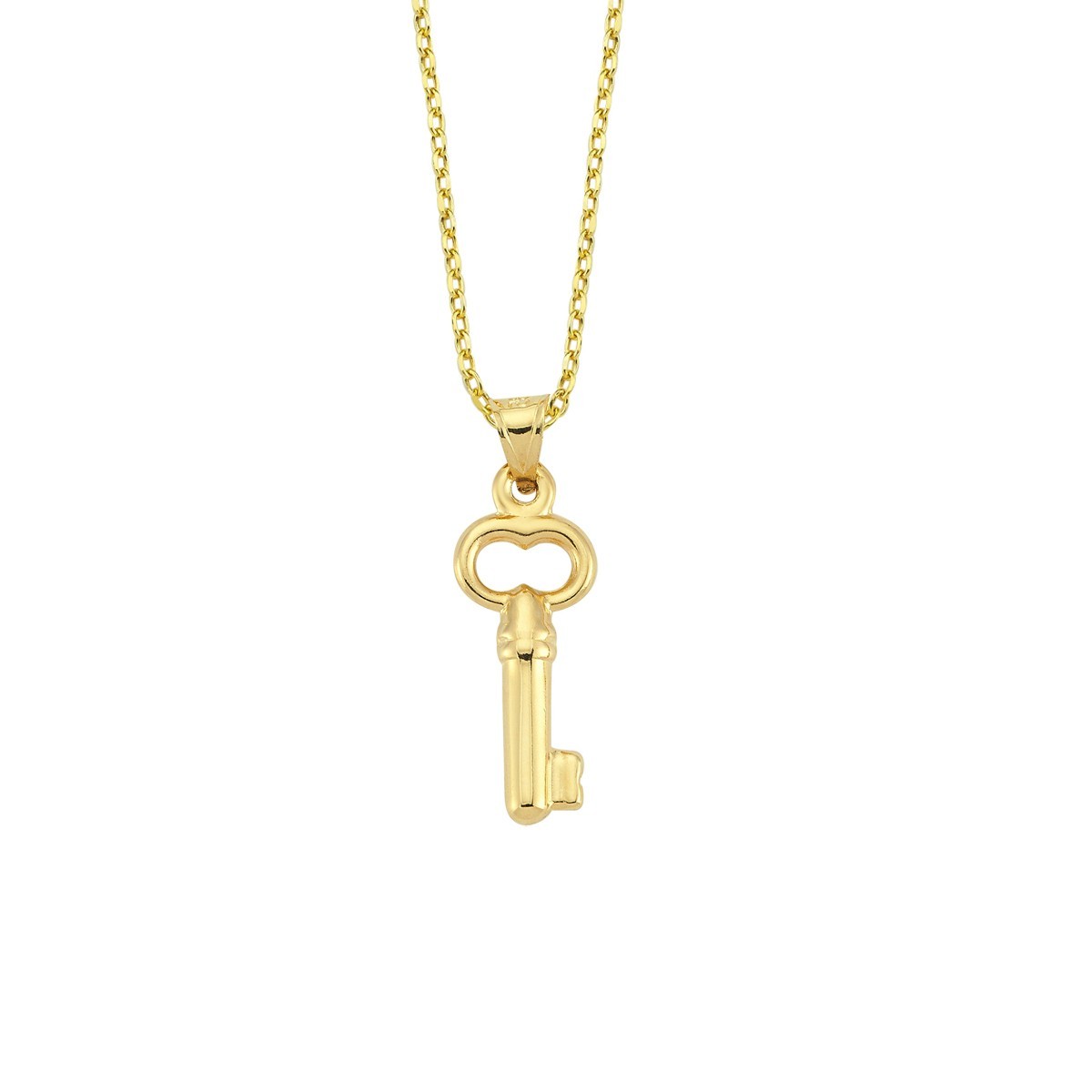 Minimalist Gold Charm Necklace – Heart, Key, Crescent Moon Pendants 22 inches