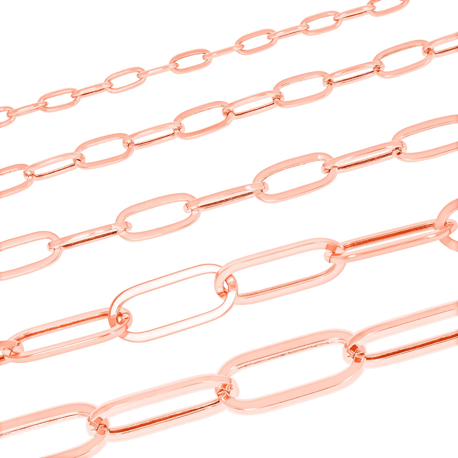 14k Rose Gold Paperclip 2mm-7mm Chain Oval Cable Necklace Mens Womens 16″-24″