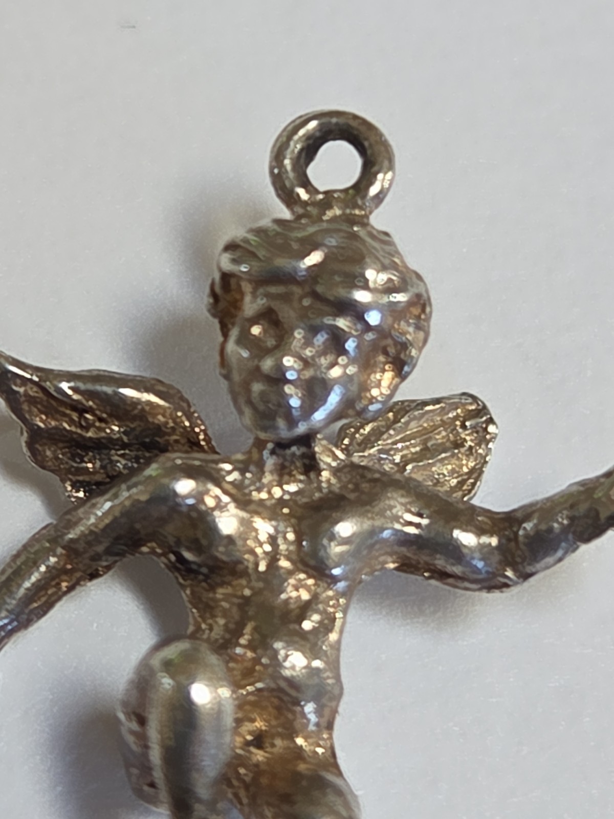 Sterling Silver ~ Cherub Guardian Angel Charm Pendant ~ VINTAGE