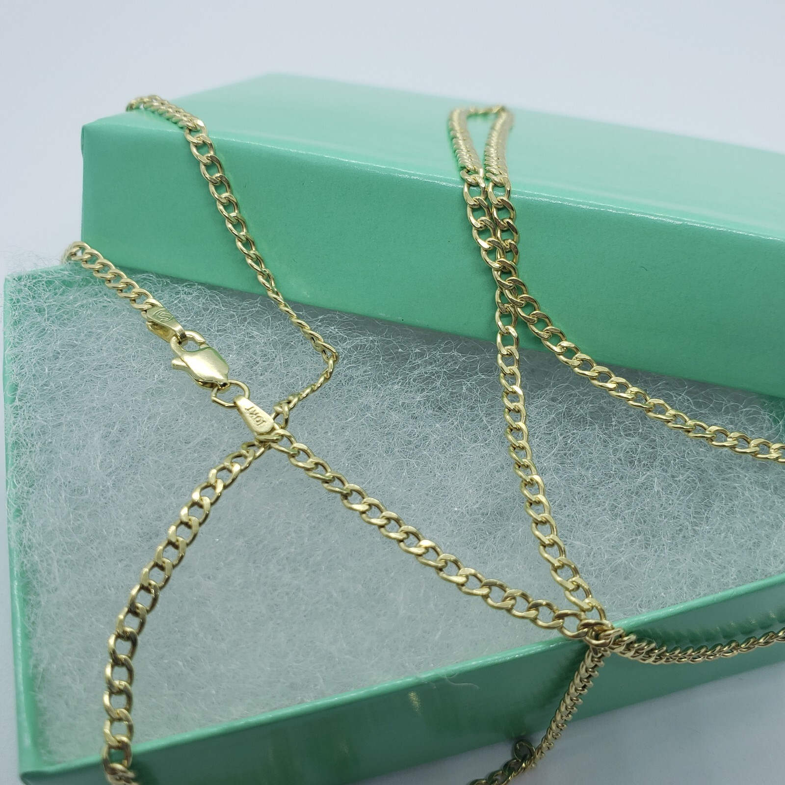 10K Yellow Gold Hollow Cuban Curb Chain Link Necklace Bracelet 2mm 2.5mm 7″~30″