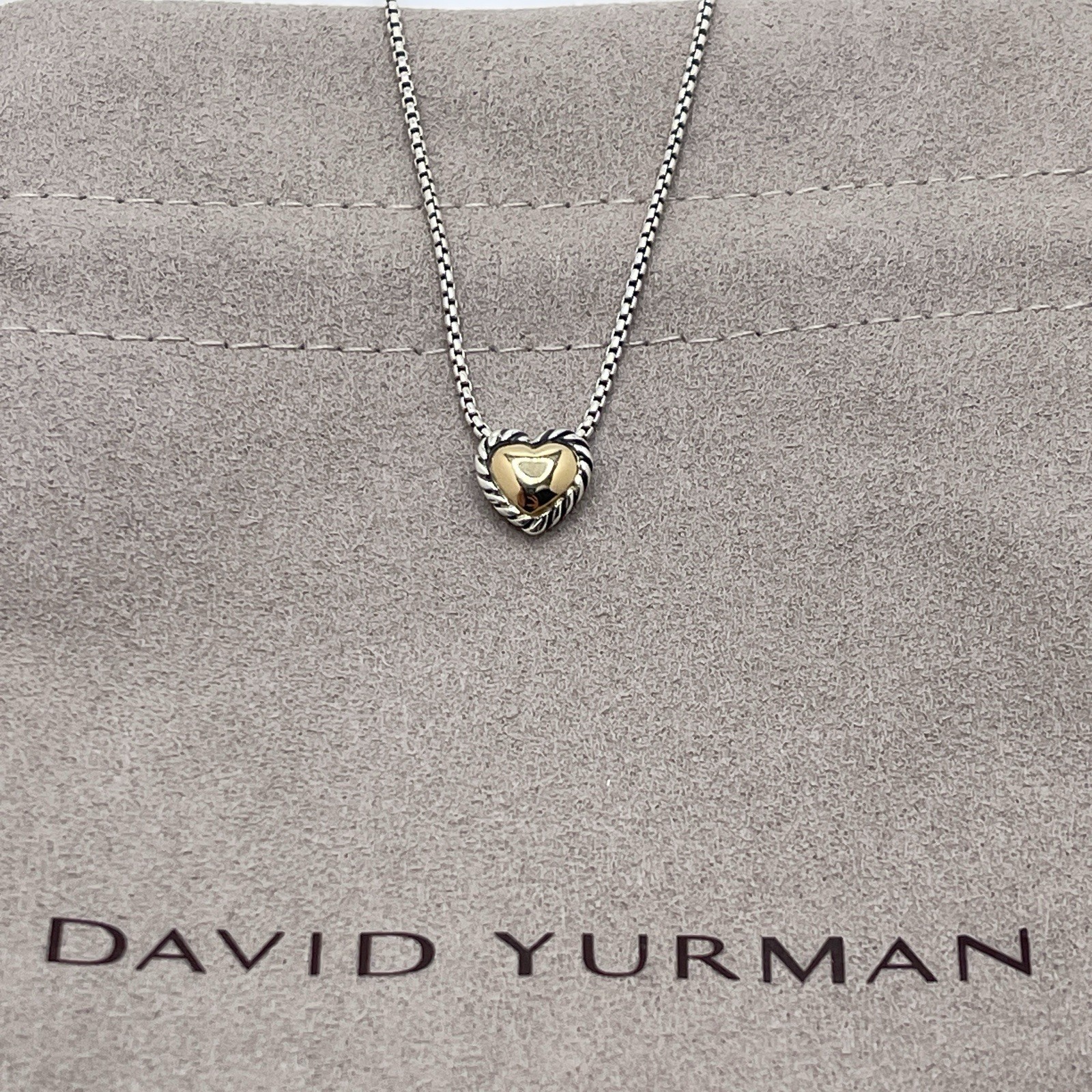 David Yurman Cookie Classic Heart Necklace Sterling Silver With 18K Gold
