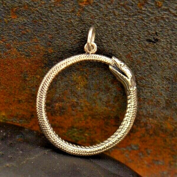 Ouroboros Pendant Snake Sterling Silver Charm Serpent Reptile Goth Necklace 7017