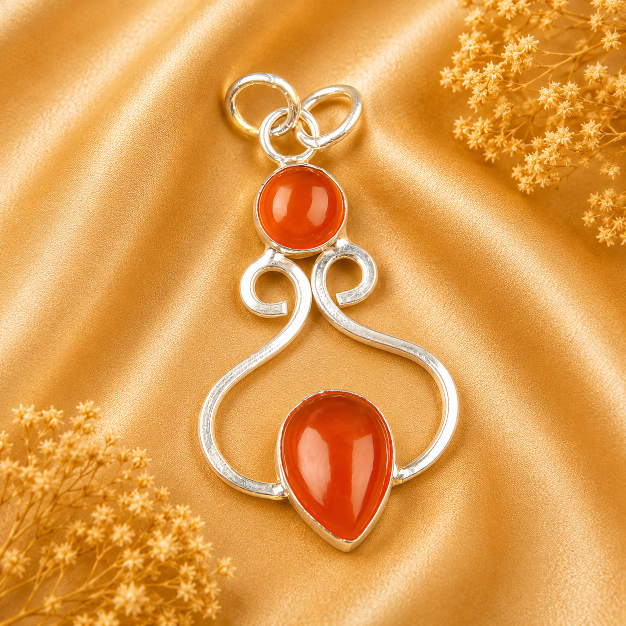 Carnelian Gemstone 925 Sterling Silver Pear Cut Pendent1.60″ Gift For Birthday