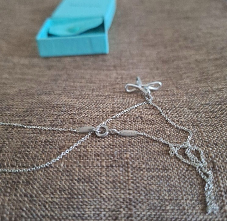 Auth Tiffany & Co.Silver 925 Infinity Cross Necklace W/Original Box From Japan