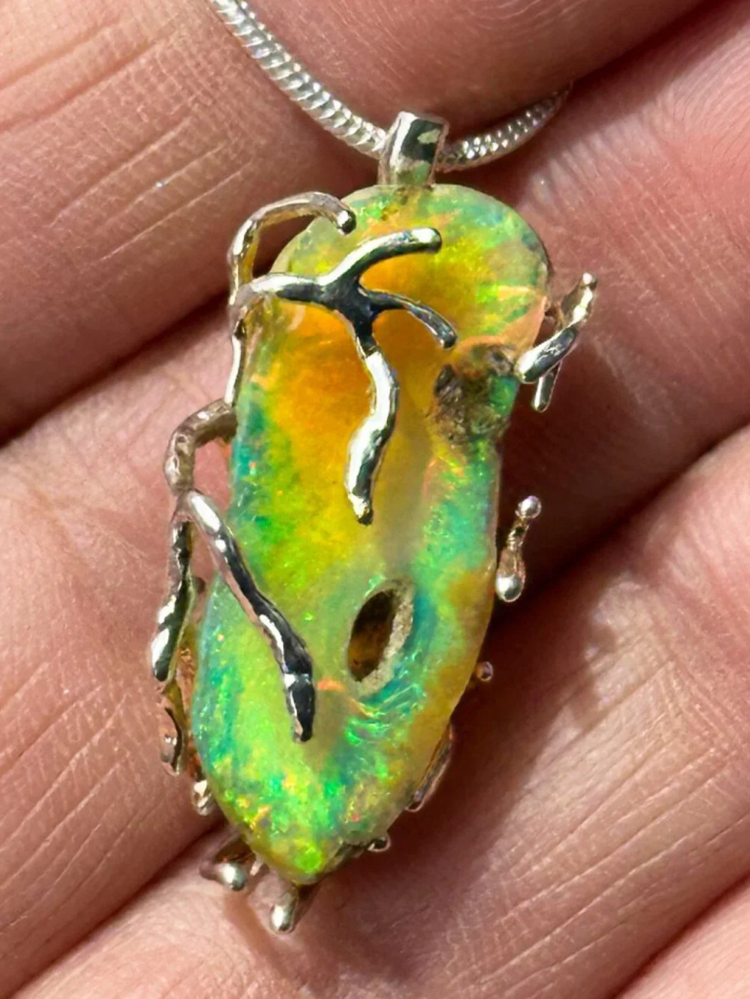 Opal Silver Woods Bohemian Necklace