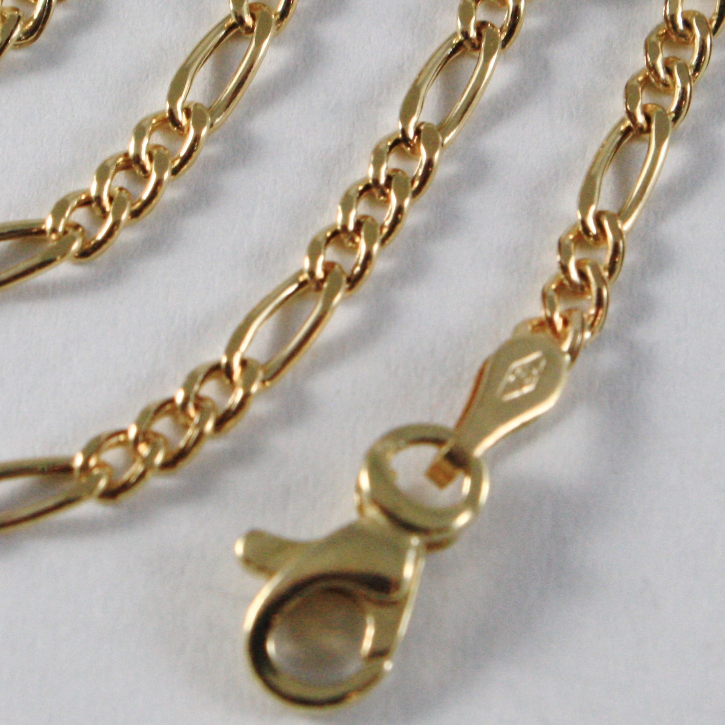 18K GOLD FIGARO CHAIN 2 MM WIDTH 23.6 LENGTH ALTERNATE NECKLACE MADE IN ITALY