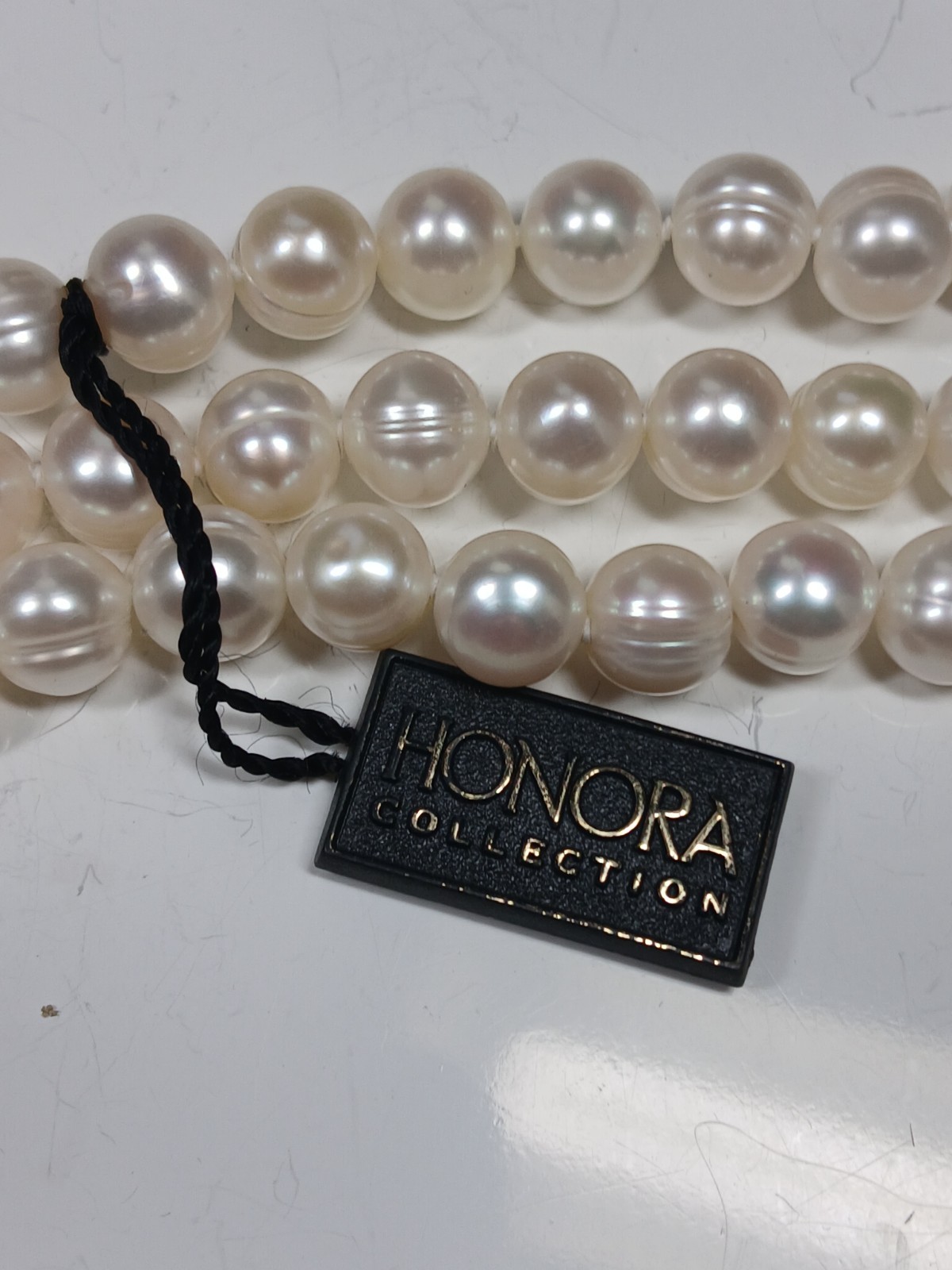 New With Tag Honora Large 9mm White Freshwater Pearl 62 Inch Necklace