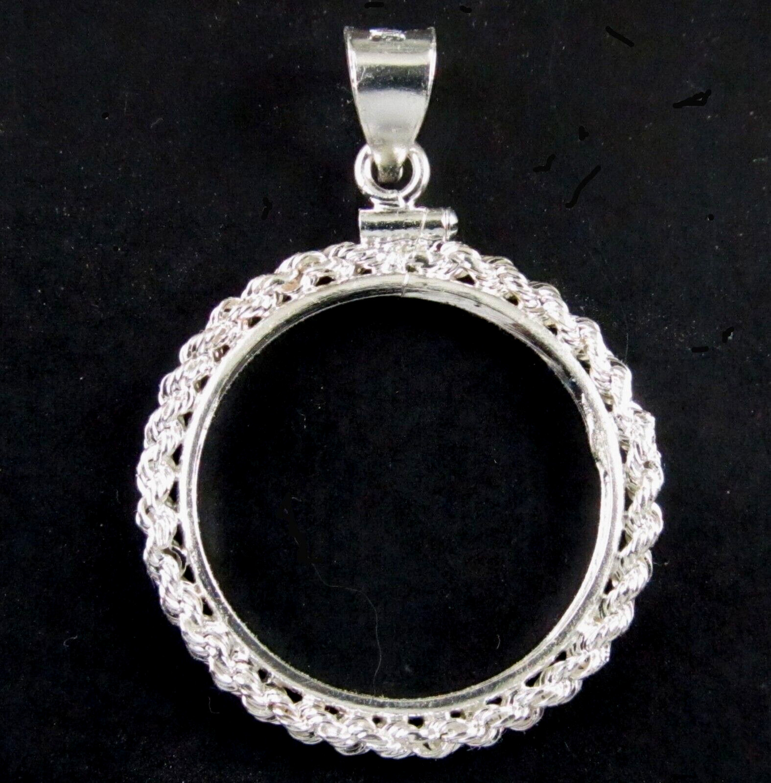 Coin Bezel U.S. Quarter Rope .925 Sterling Silver Mount Soldered Bail New