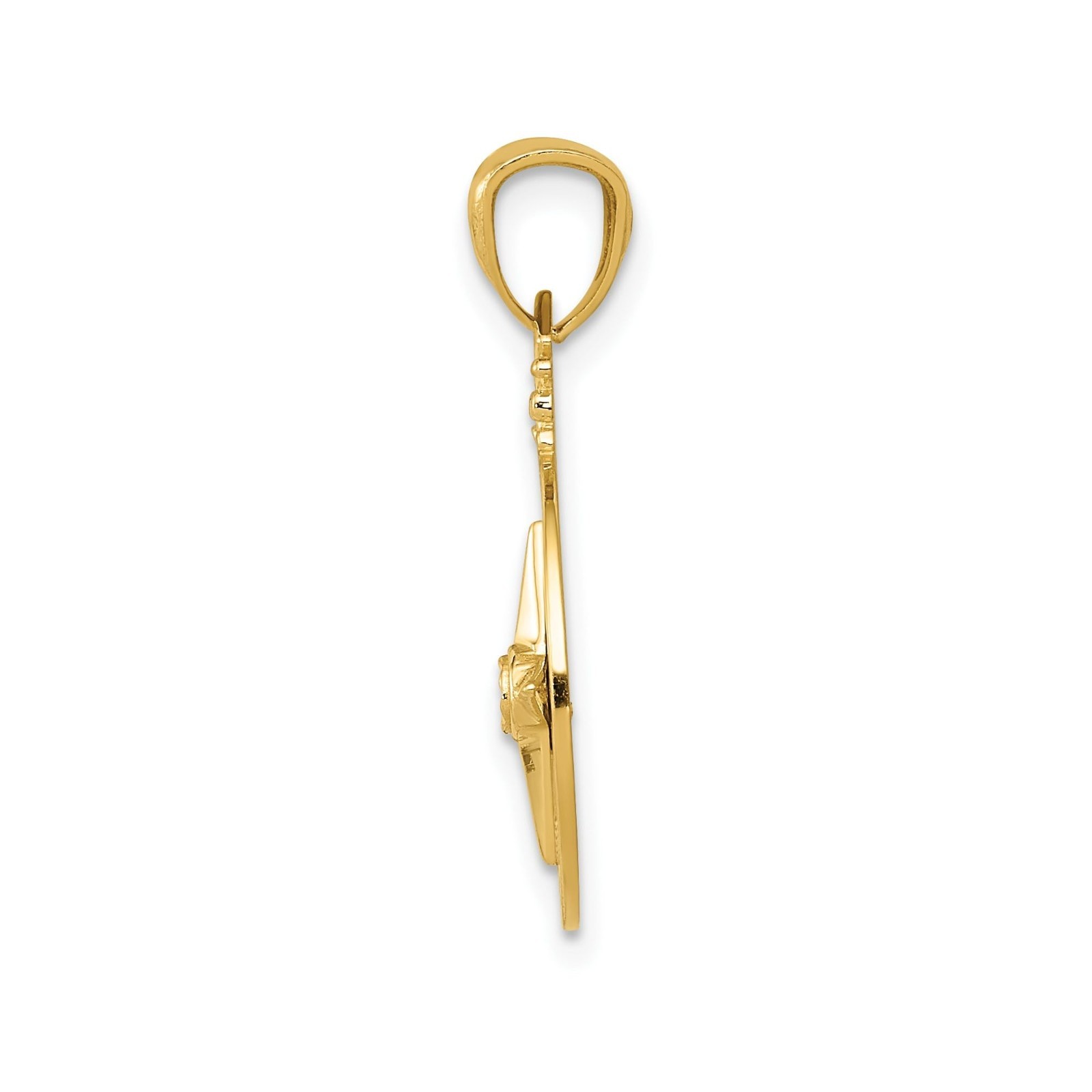 Jewelry Affairs 14k Yellow Gold Diamond-cut Compass Pendant, 22mm