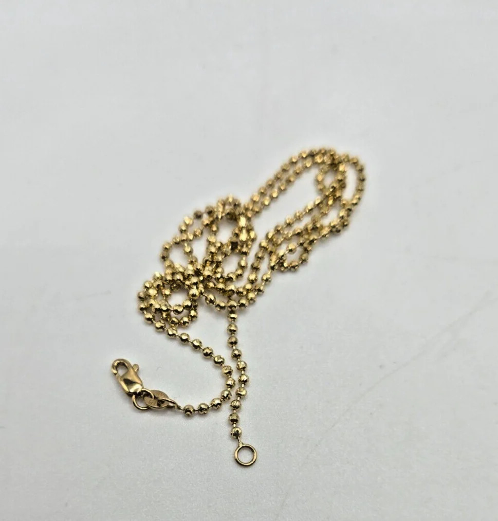 10K Yellow Gold Thin Ball Chain 20.0 inches long x 1.7 mm Lobster Clasp