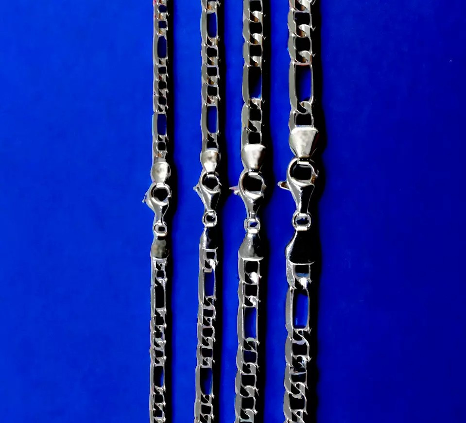 10K White Gold SOLID Figaro Necklace Bracelet Chain Real Gold 2mm-6mm 7″-30″