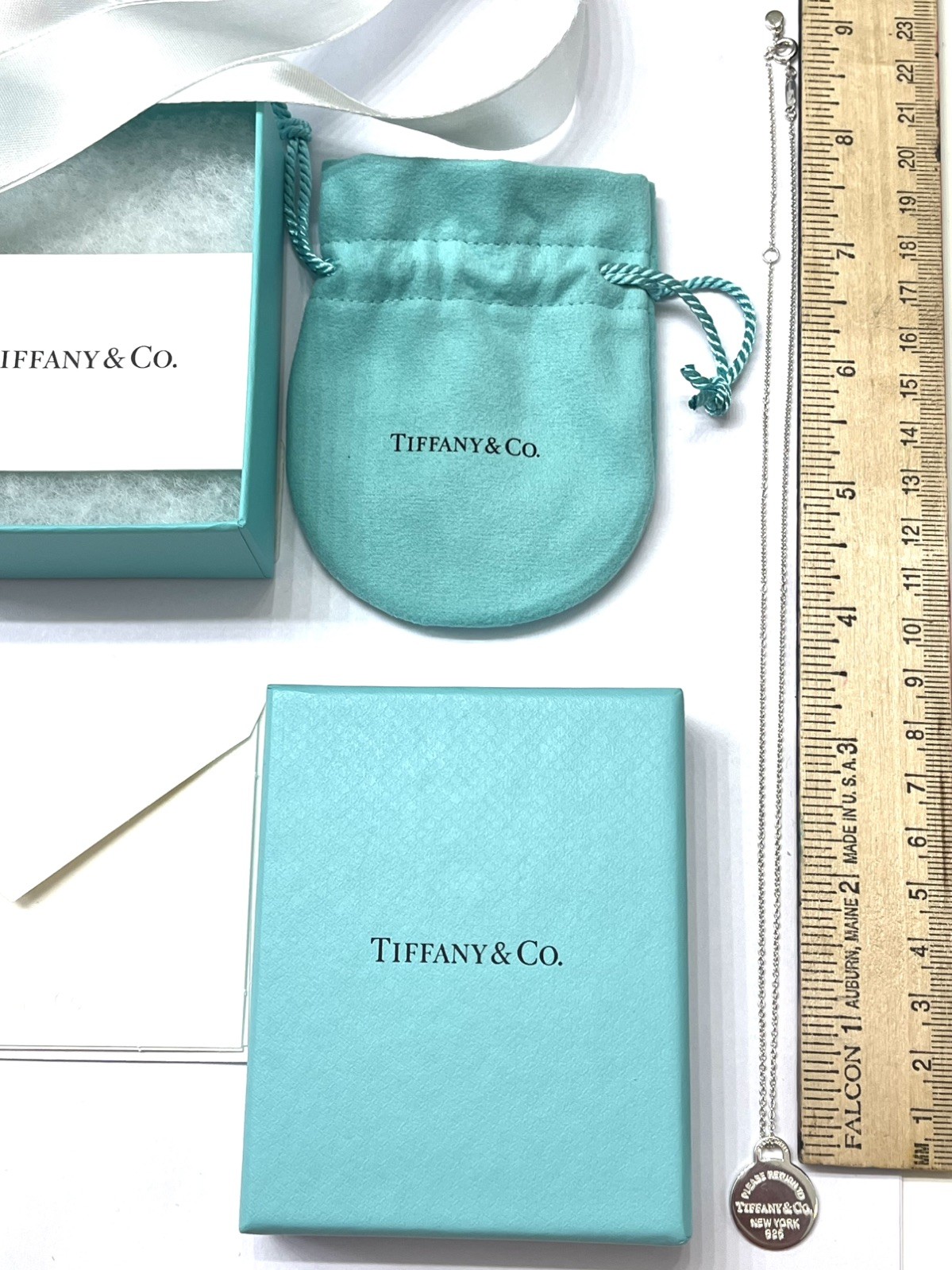 Tiffany & Co.RTT Blue Enamel Sunburst Heart Rd Adjustable 16-18”Pendant SS925