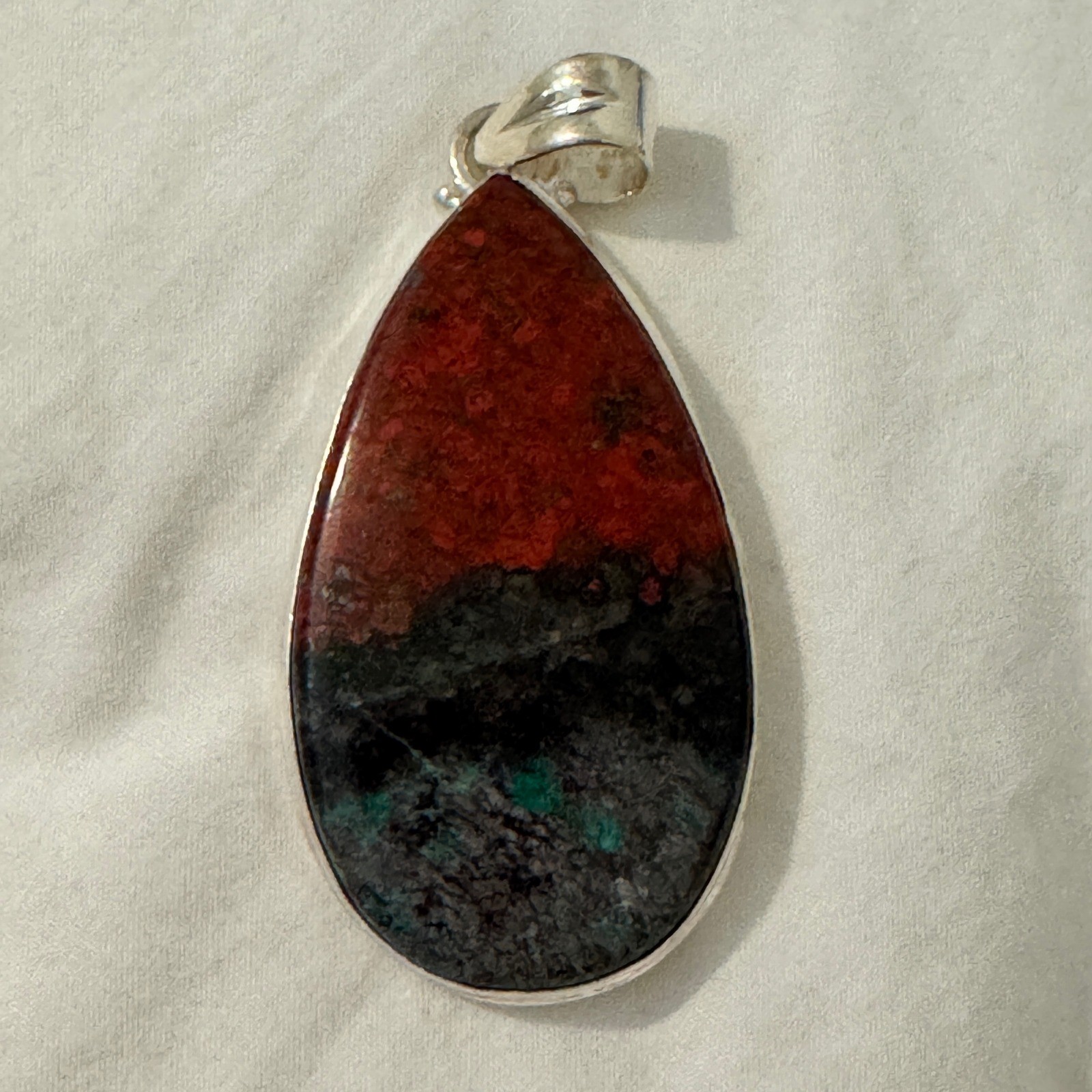 Natural Sonora Sunset Teardrop Pendant 925 Silver – Chrysocolla Cuprite Tenorite