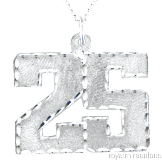 Personalized Number Necklace 20mm Sterling Silver or Gold Plated Silver