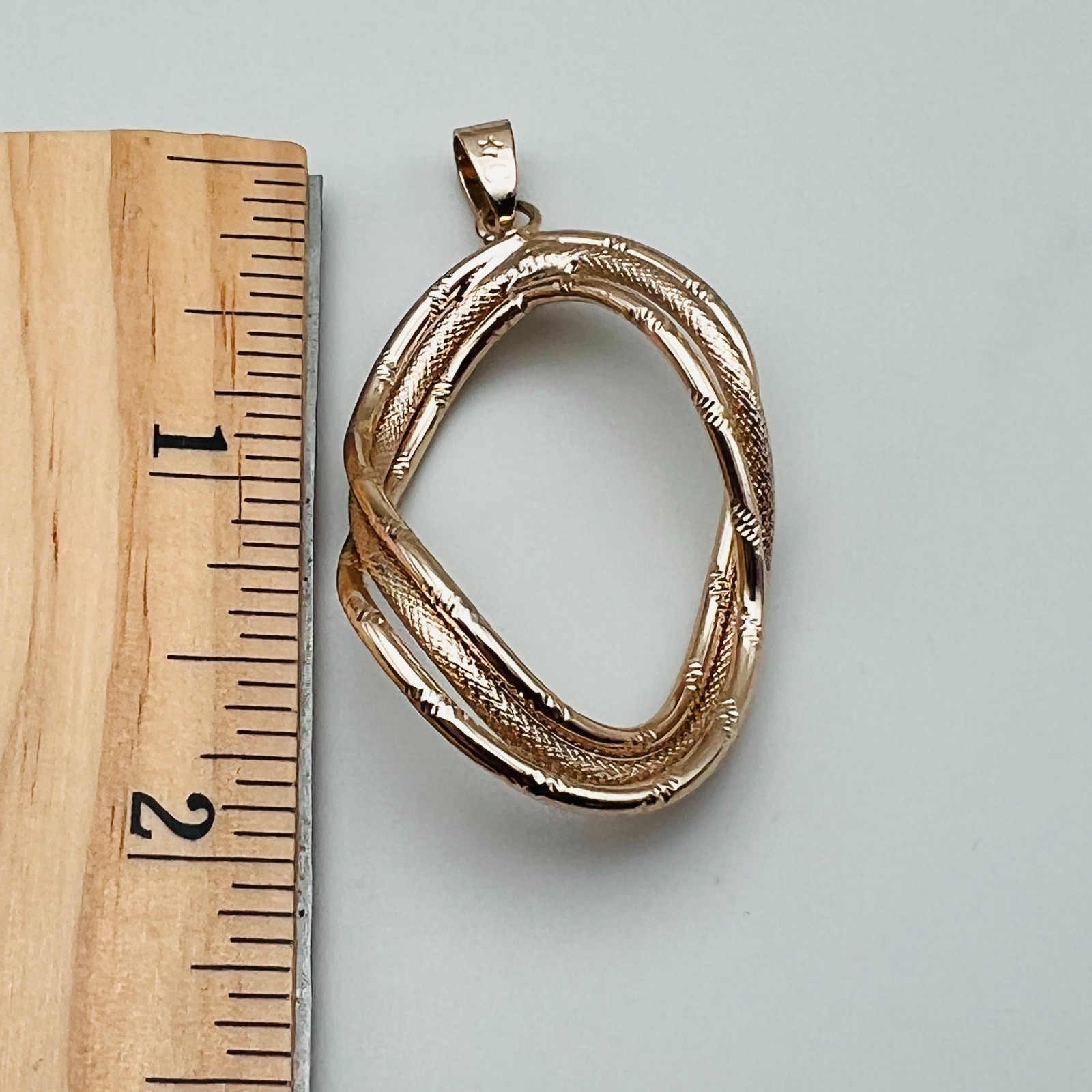 Rose Gold Tone Twisted Oval Pendant Textured Openwork Statement Fashion Jewelry