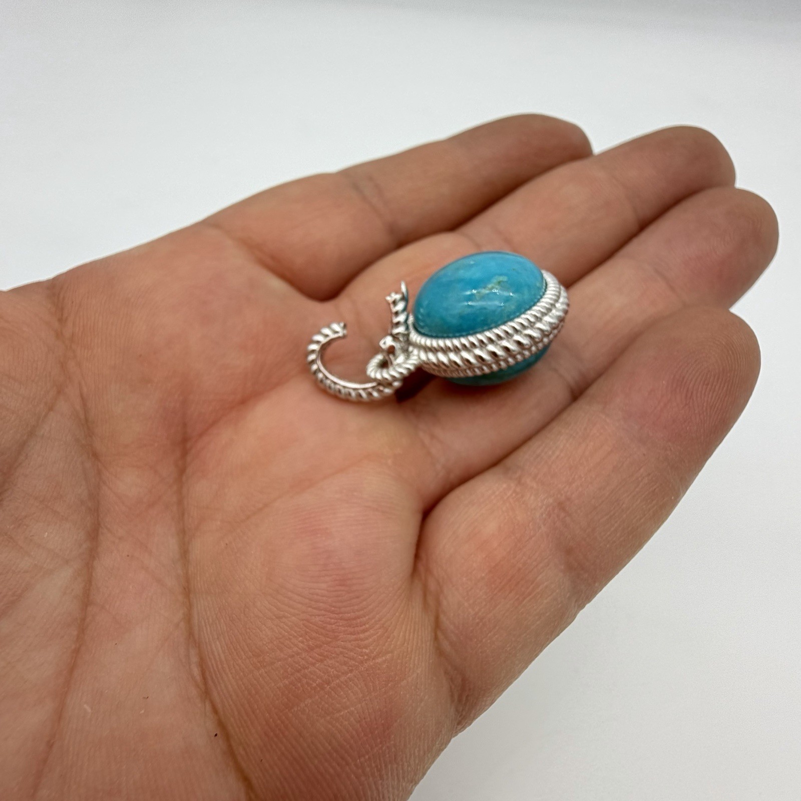 Judith Ripka Turquoise Blue ball sterling enhancer pendant or charm Heavy Chunky