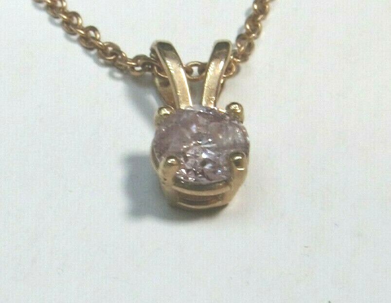 14k Rose Gold Diamond Necklace .42ct Pink Natural Diamond!! #ANT200