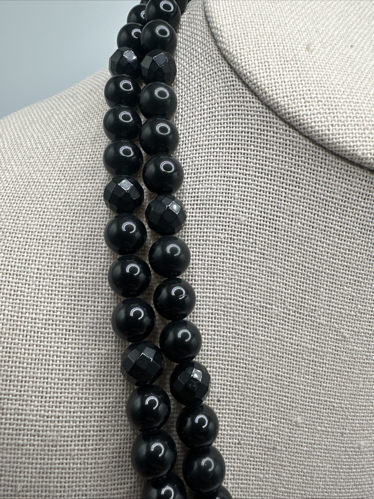 Jay King Natural South African Black Midnight Chalcedony 8mm 40” Beaded Necklace
