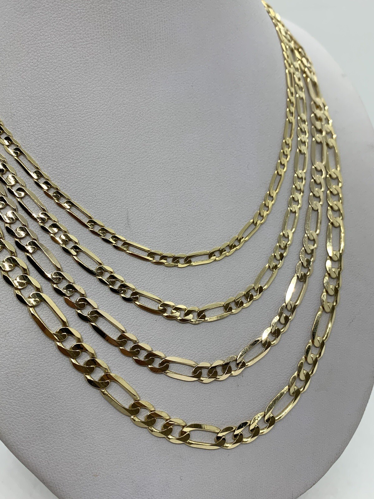 14K Solid Yellow Gold Figaro Link Chains Necklace Men’s/Women’s 4mm-6mm 18″-30″