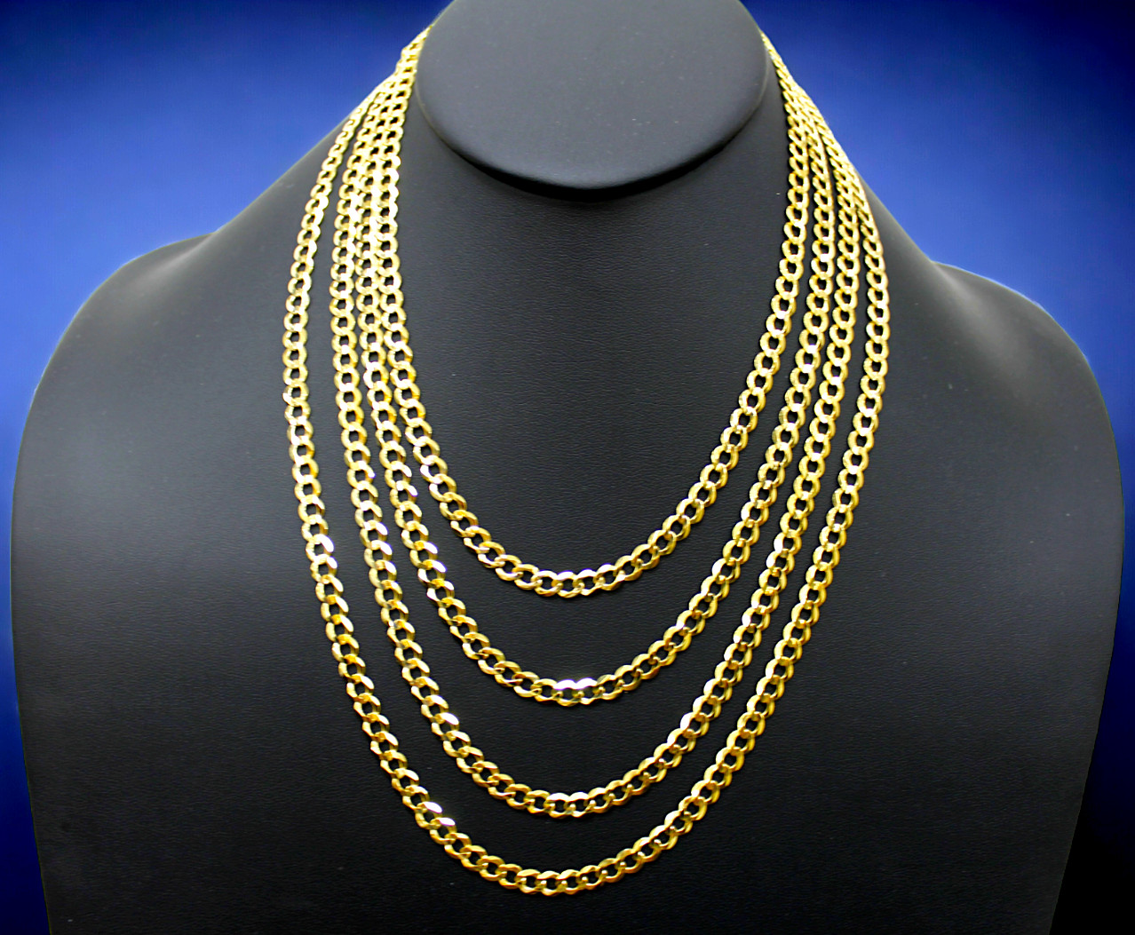 14K Yellow Gold 1.5mm-14mm Solid Curb Cuban Chain Necklace Link All Sizes