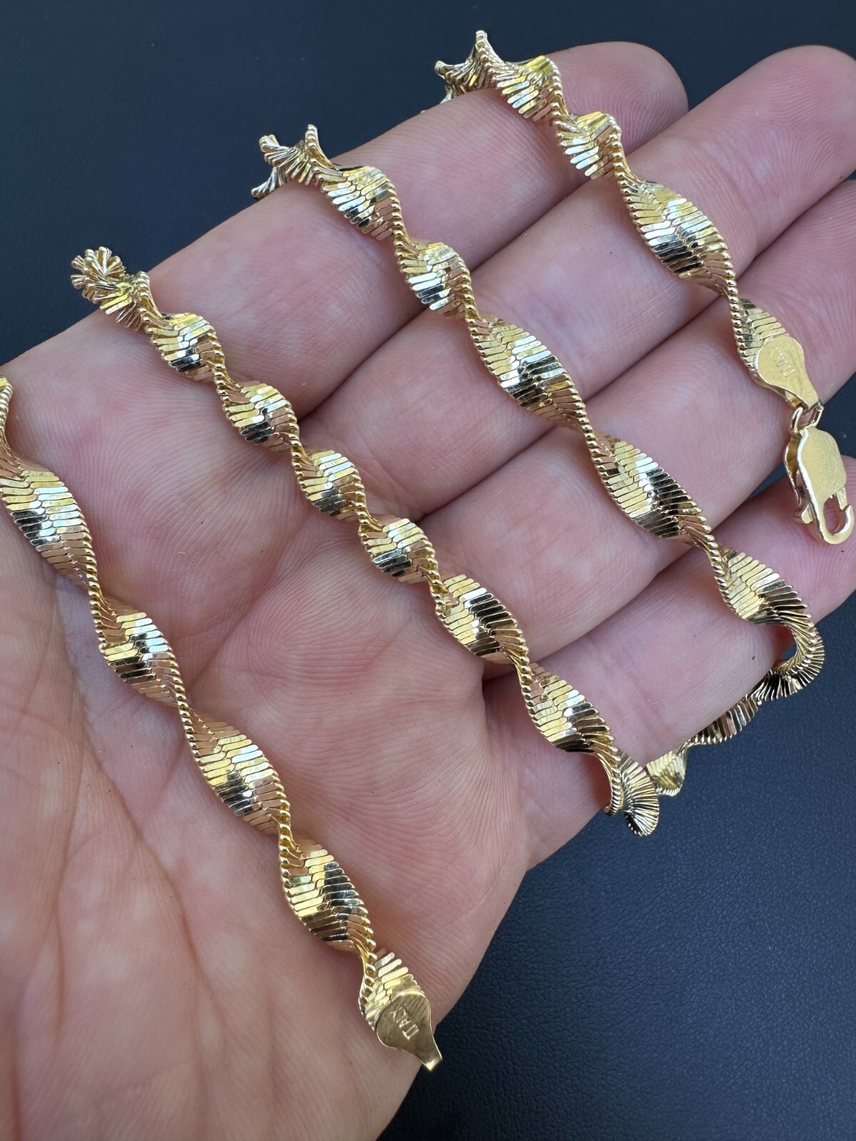 Real 14k Yellow Gold Vermeil 925 Silver 6mm Loose Singapore Rope Chain Necklace
