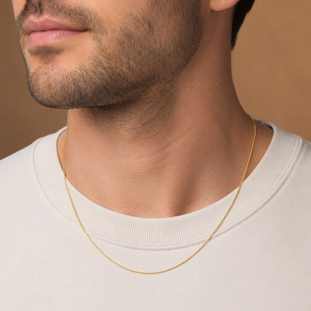 14K Gold Plated Sterling Silver Light Box Chain Necklace – 1mm