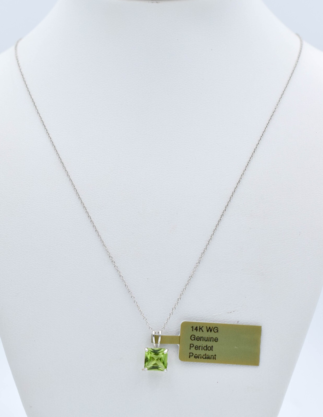 GENUINE 1.02 Cts PERIDOT PENDANT 14K SOLID WHITE GOLD -Free Chain-FREE APPRAISAL