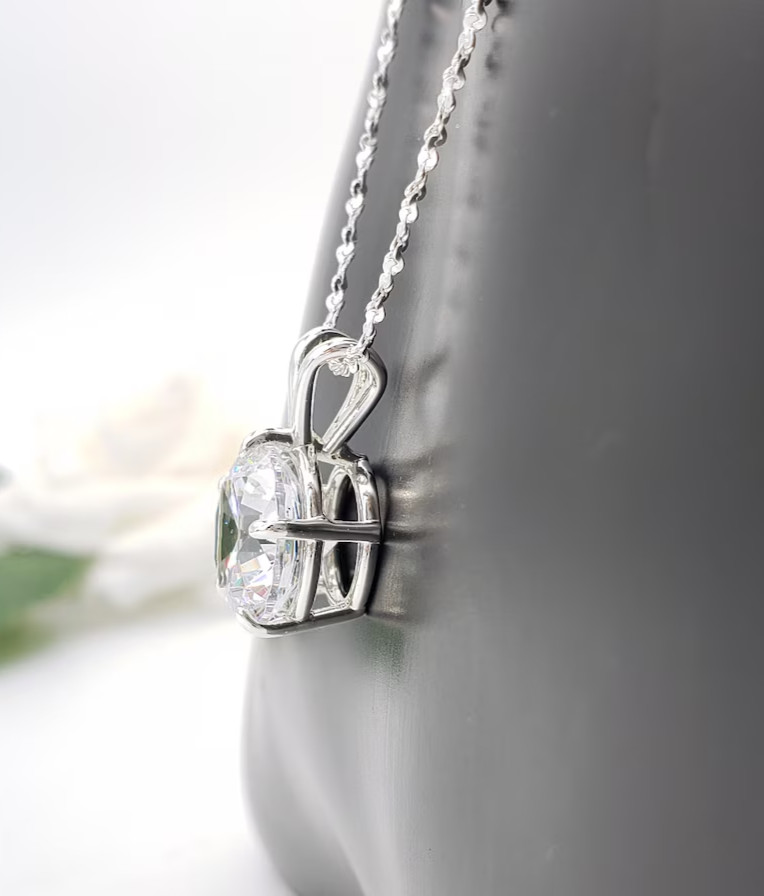 RARE 8.30 Ct Certified White Treated Diamond Solitaire Pendant in 925 Silver