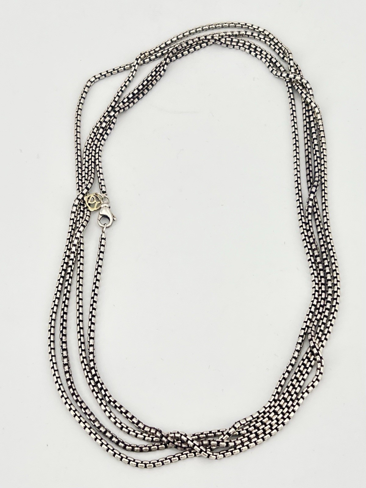 Authentic estate David Yurman 14K & sterling 2.6 mm box necklace, 72″ long chain