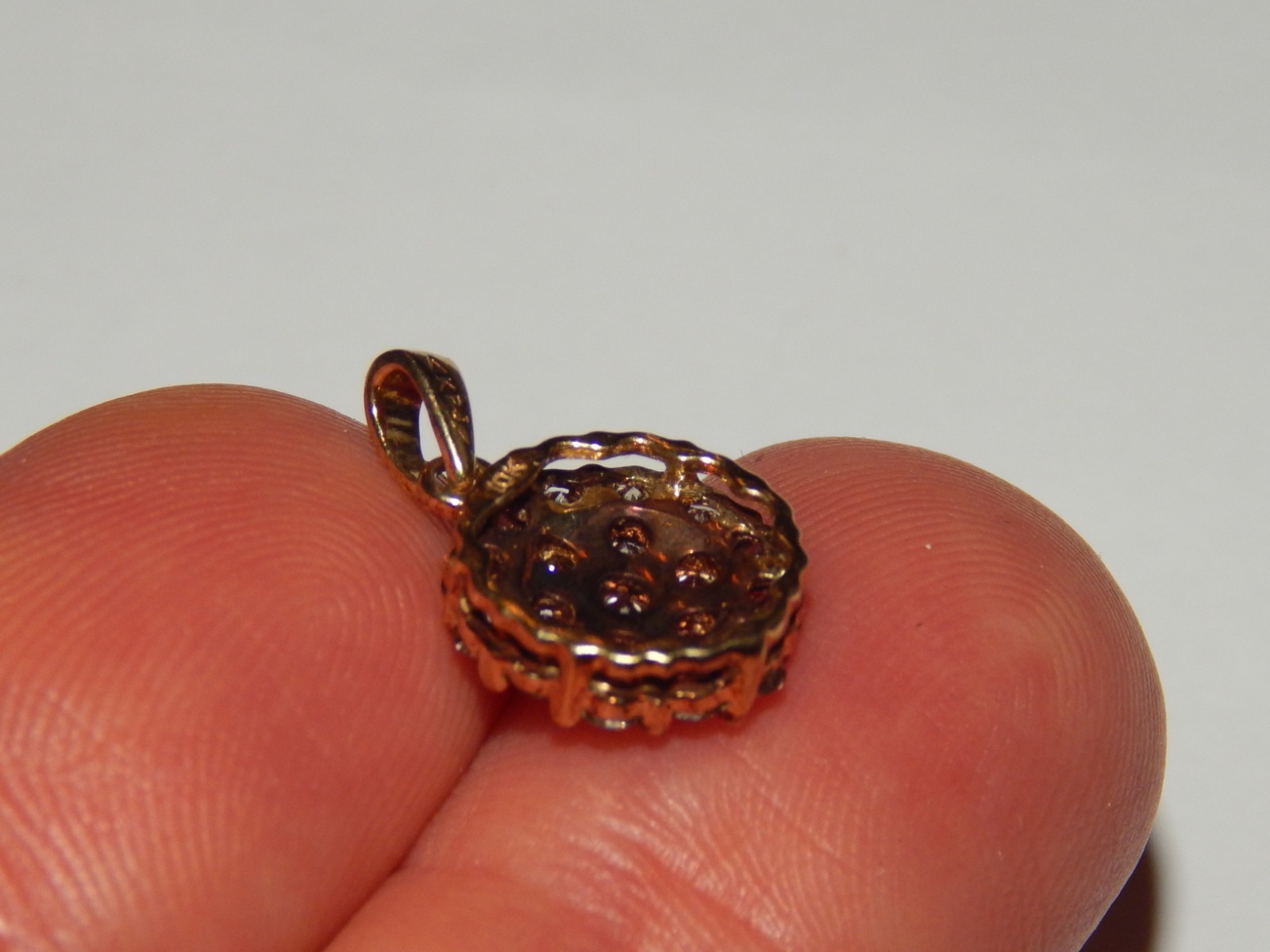 10K YELLOW GOLD 3/4 TCW CHOCOLATE DIAMOND 7/10th INCH HALO NECKLACE PENDANT
