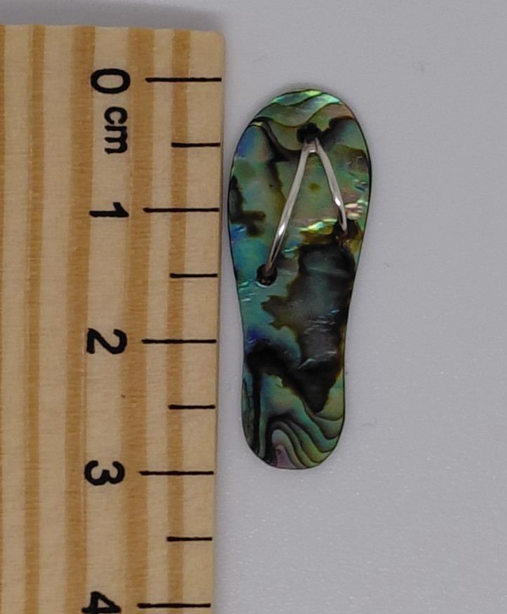 925 Sterling Silver NZ Paua Abalone Shell Jandal Flip Flop Pendant Charm 3cm