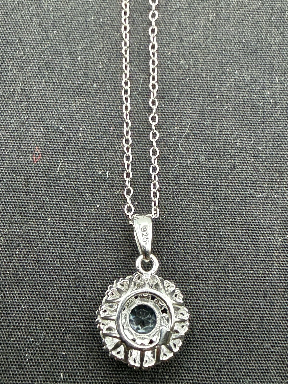 JTV Swiss Topaz & White Sapphire 925 Sterling Silver Pendant Size 18”