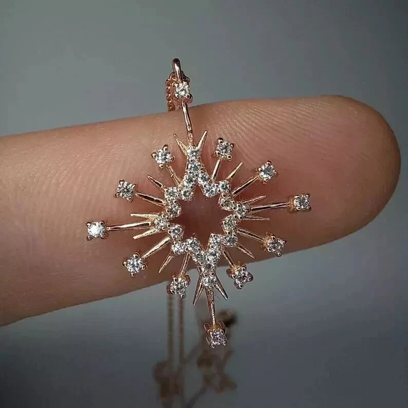 14K Rose Gold Plated Round Cut Lab Created Diamond 2Ct Women’s Sunburst Pendant