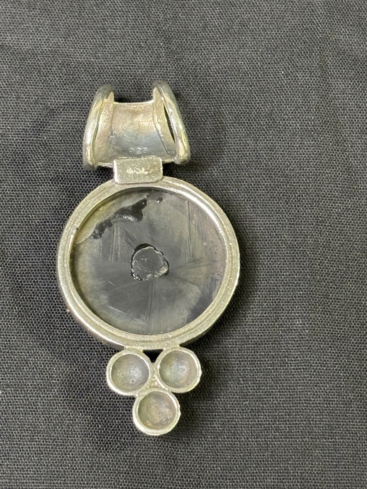 925 Sterling Silver Onyx Cabochon Vintage Southwestern Style Slide Pendant