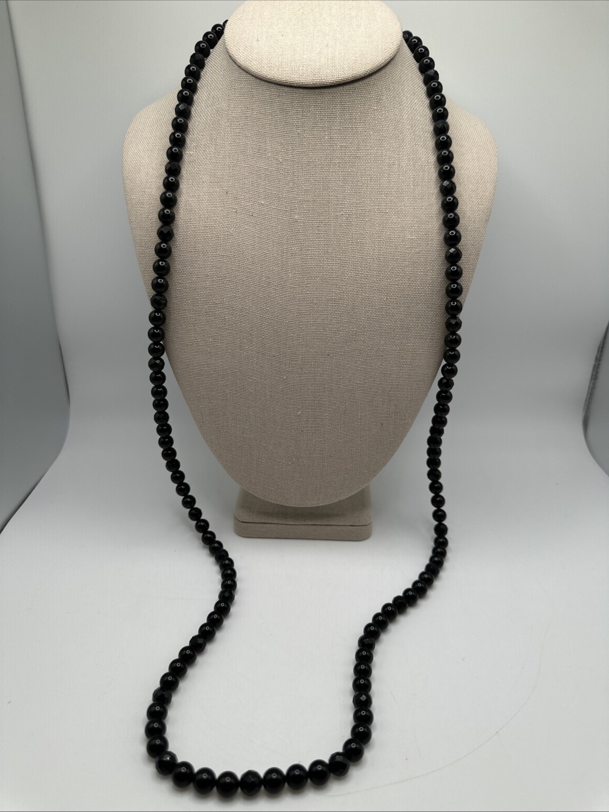 Jay King Natural South African Black Midnight Chalcedony 8mm 40” Beaded Necklace